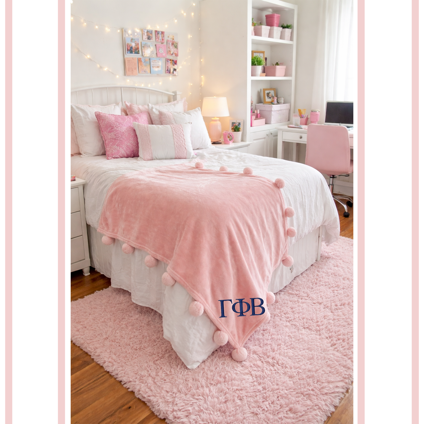 Gamma Phi Beta Heritage Cozy Pom Blanket