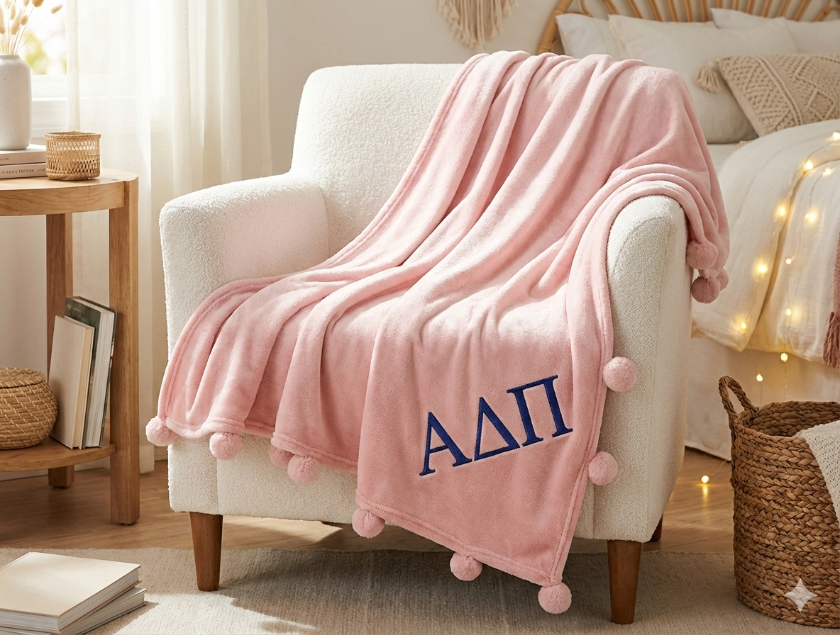 Alpha Delta Pi Heritage Cozy Pom Blanket