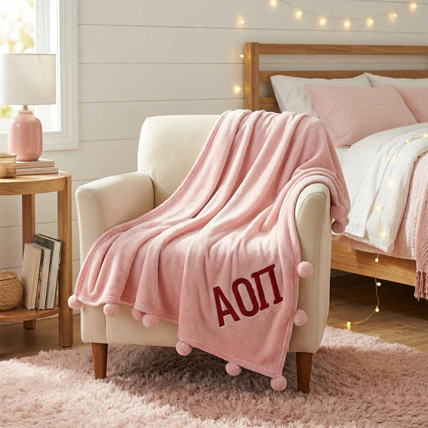 Alpha Omicron Pi Heritage Cozy Pom Blanket