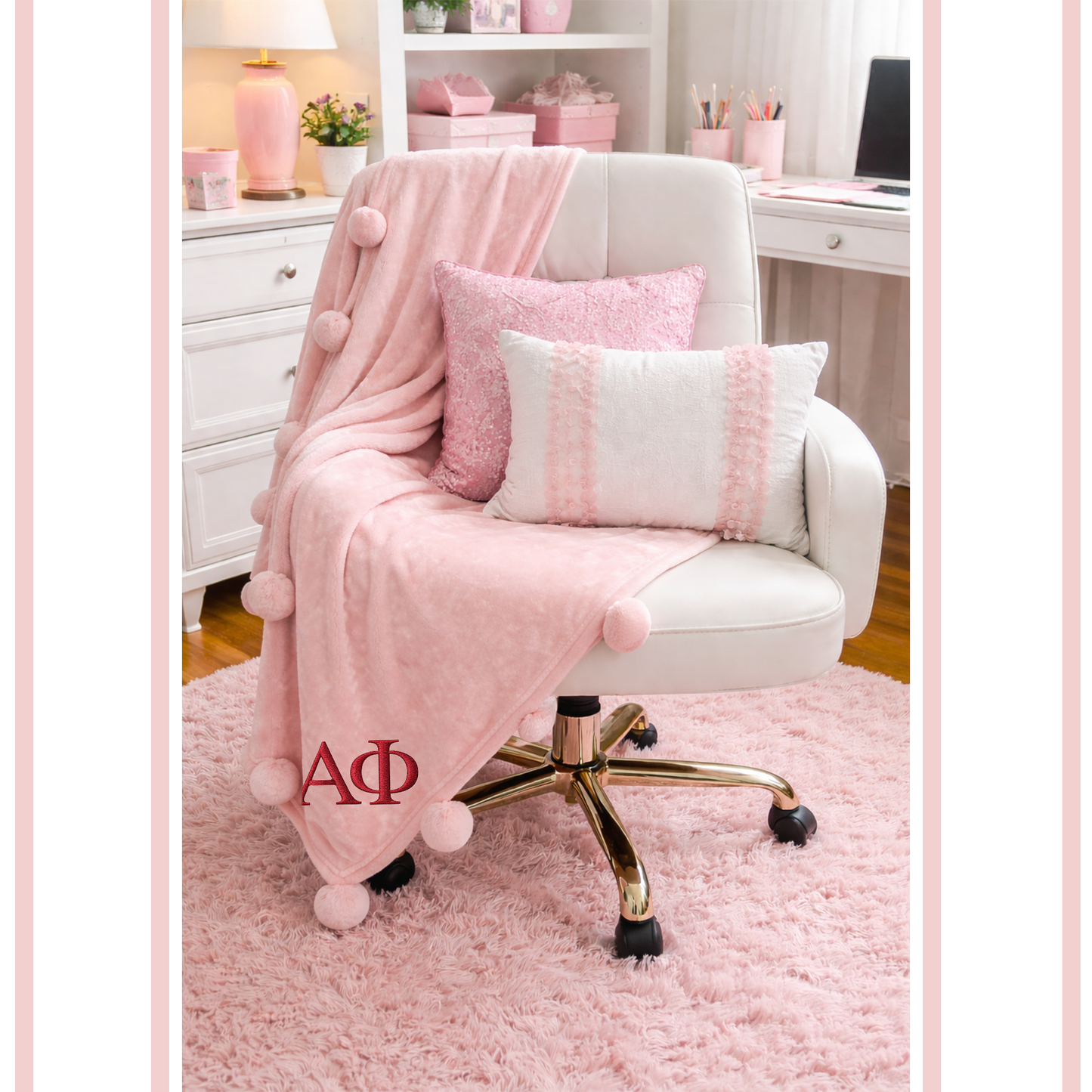 Alpha Phi Heritage Cozy Pom Blanket