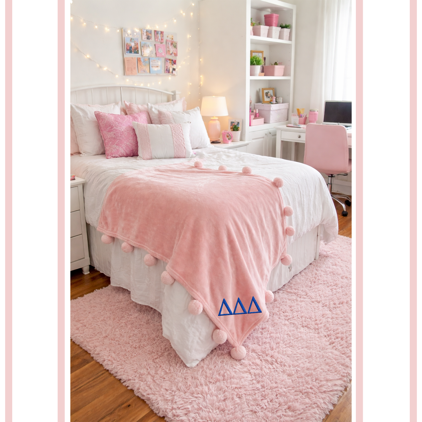 Delta Delta Delta Heritage Cozy Pom Blanket