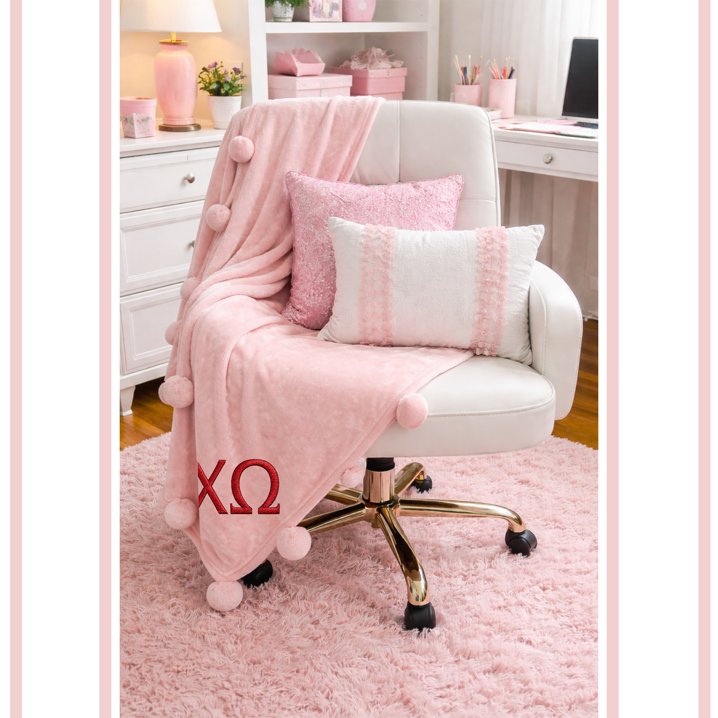 Chi Omega Heritage Cozy Pom Blanket