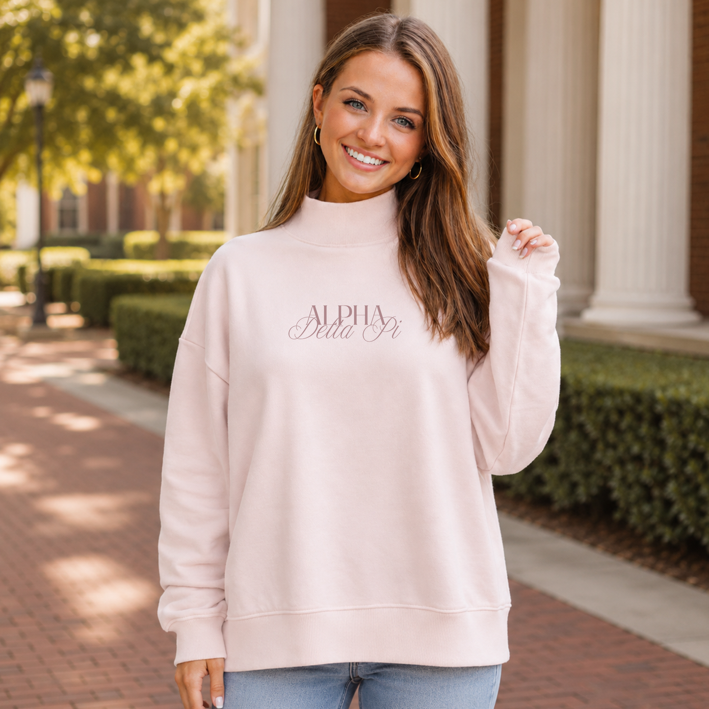 Alpha Delta Pi Signature Mockneck - Script Design