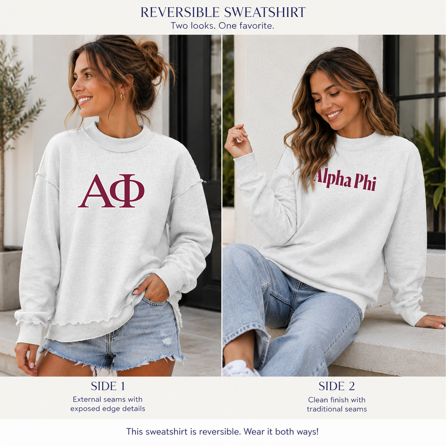 Alpha Phi Dual Mockneck - Heritage Design